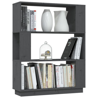 vidaXL Bücherregal/Raumteiler Grau 80x25x101 cm Massivholz Kiefer