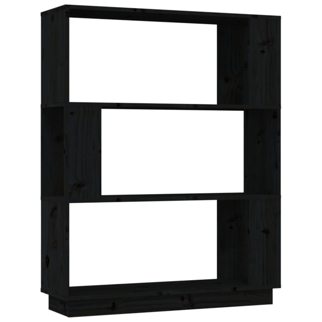 vidaXL Bücherregal/Raumteiler Schwarz 80x25x101 cm Massivholz Kiefer