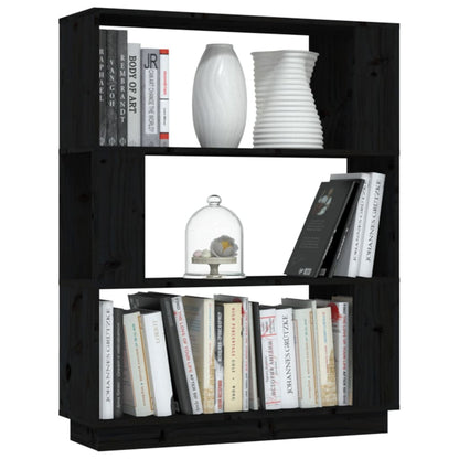 vidaXL Bücherregal/Raumteiler Schwarz 80x25x101 cm Massivholz Kiefer