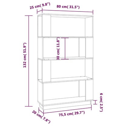 vidaXL Bücherregal/Raumteiler Weiß 80x25x132 cm Massivholz Kiefer