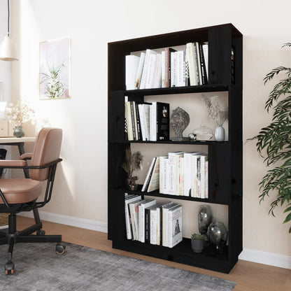 vidaXL Bücherregal/Raumteiler Schwarz 80x25x132 cm Massivholz Kiefer