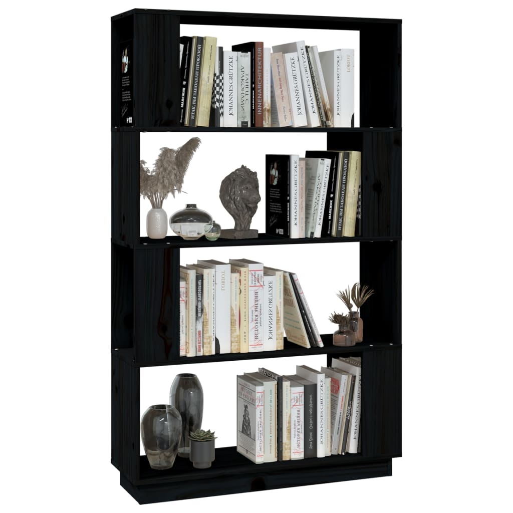 vidaXL Bücherregal/Raumteiler Schwarz 80x25x132 cm Massivholz Kiefer