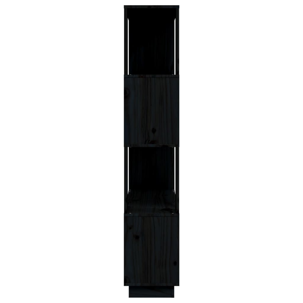 vidaXL Bücherregal/Raumteiler Schwarz 80x25x132 cm Massivholz Kiefer