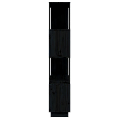 vidaXL Bücherregal/Raumteiler Schwarz 80x25x132 cm Massivholz Kiefer