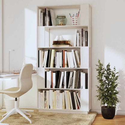 vidaXL Bücherregal/Raumteiler Weiß 80x25x163,5 cm Massivholz Kiefer