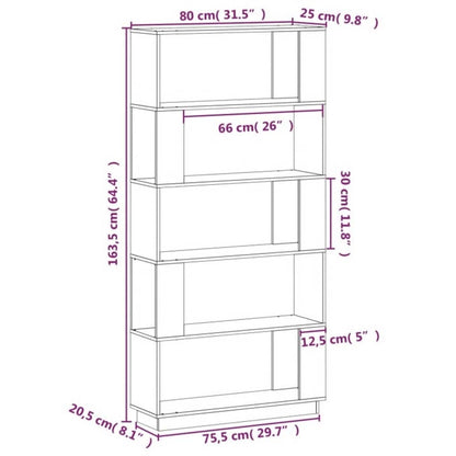 vidaXL Bücherregal/Raumteiler Weiß 80x25x163,5 cm Massivholz Kiefer