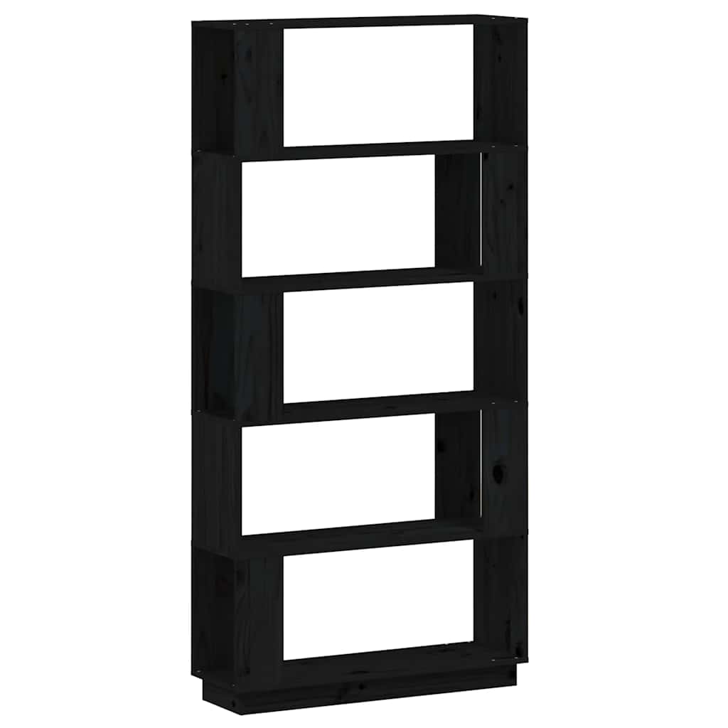 vidaXL Bücherregal/Raumteiler Schwarz 80x25x163,5 cm Massivholz Kiefer