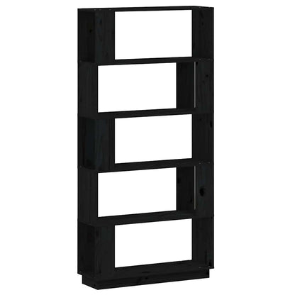 vidaXL Bücherregal/Raumteiler Schwarz 80x25x163,5 cm Massivholz Kiefer