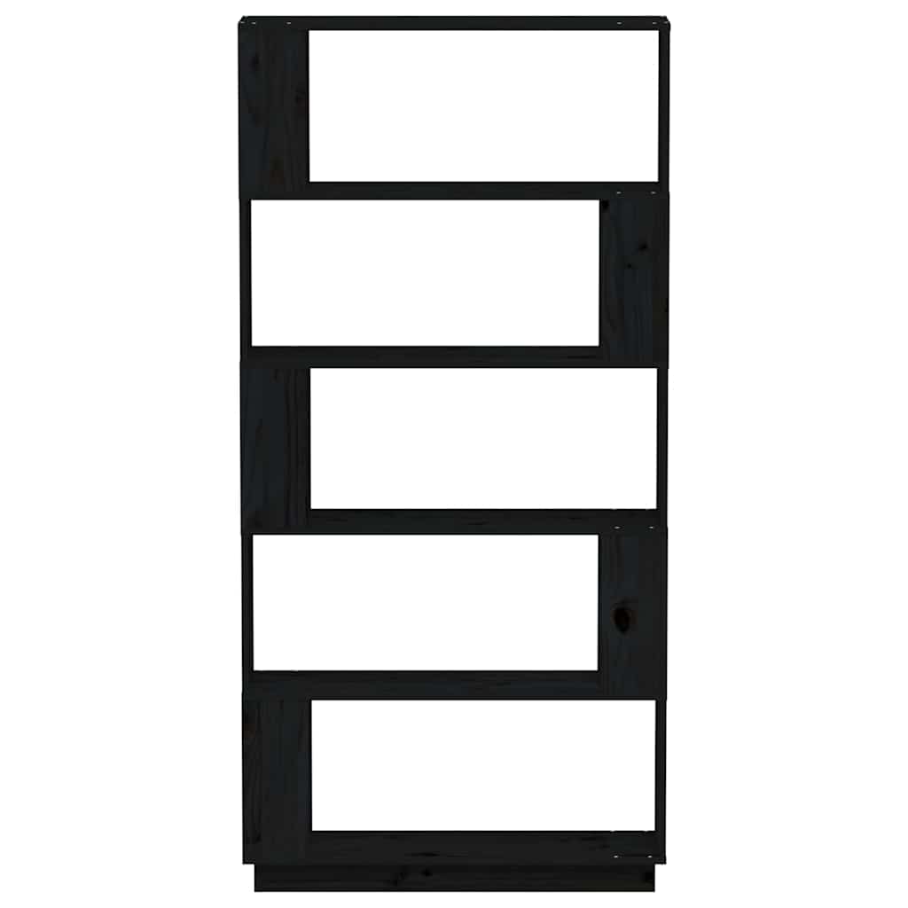 vidaXL Bücherregal/Raumteiler Schwarz 80x25x163,5 cm Massivholz Kiefer