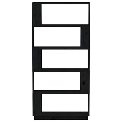 vidaXL Bücherregal/Raumteiler Schwarz 80x25x163,5 cm Massivholz Kiefer