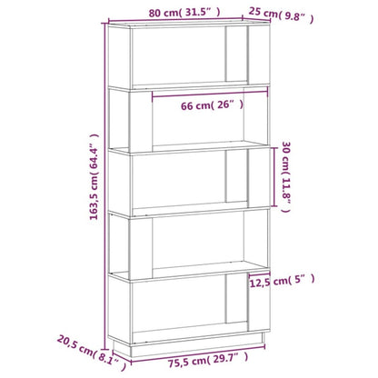 vidaXL Bücherregal/Raumteiler Schwarz 80x25x163,5 cm Massivholz Kiefer