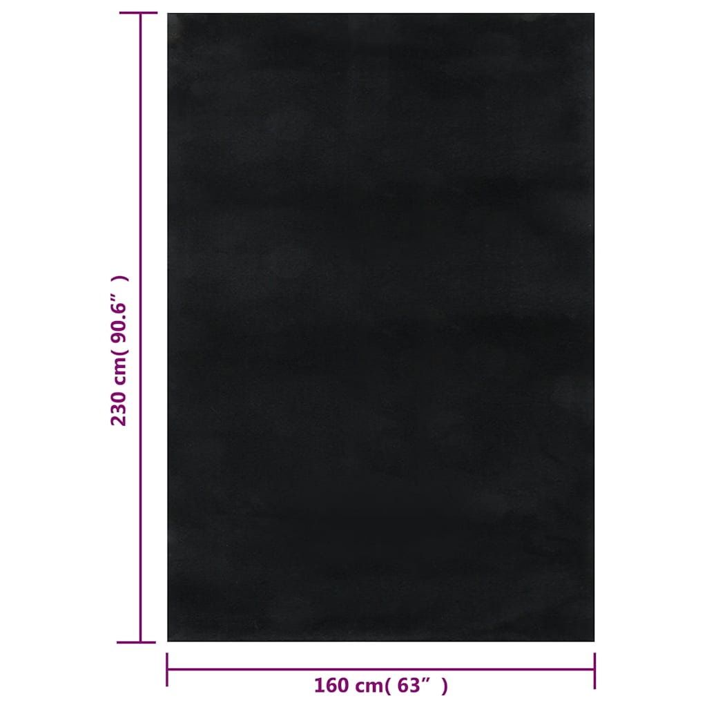vidaXL Tapis lavable moelleux poils courts 160x230 antidérapant noir