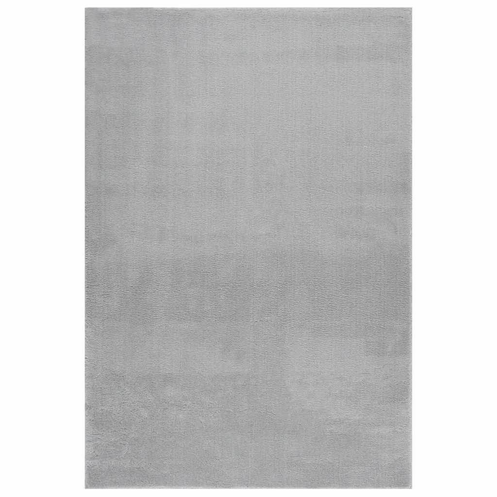 vidaXL Tapis lavable moelleux poils courts 160x230 antidérapant gris