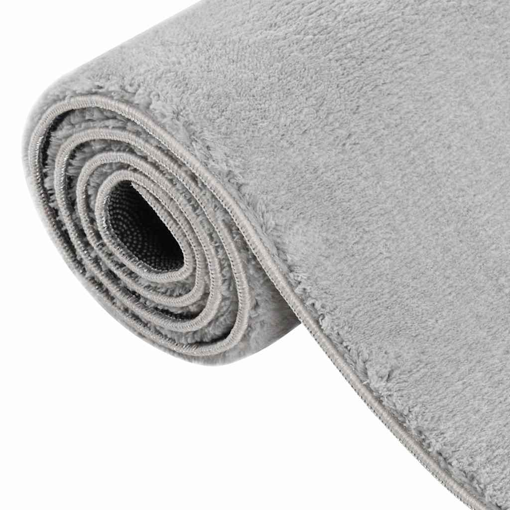 vidaXL Tapis lavable moelleux poils courts 160x230 antidérapant gris