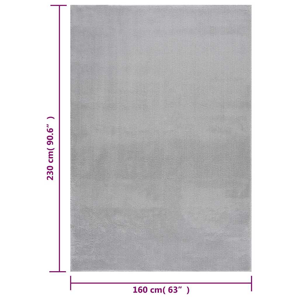 vidaXL Tapis lavable moelleux poils courts 160x230 antidérapant gris