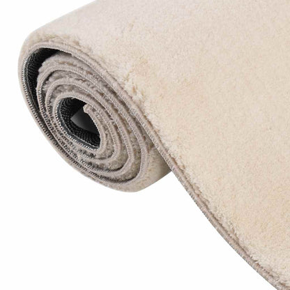 vidaXL Tapis lavable moelleux poils courts 160x230 antidérapant beige