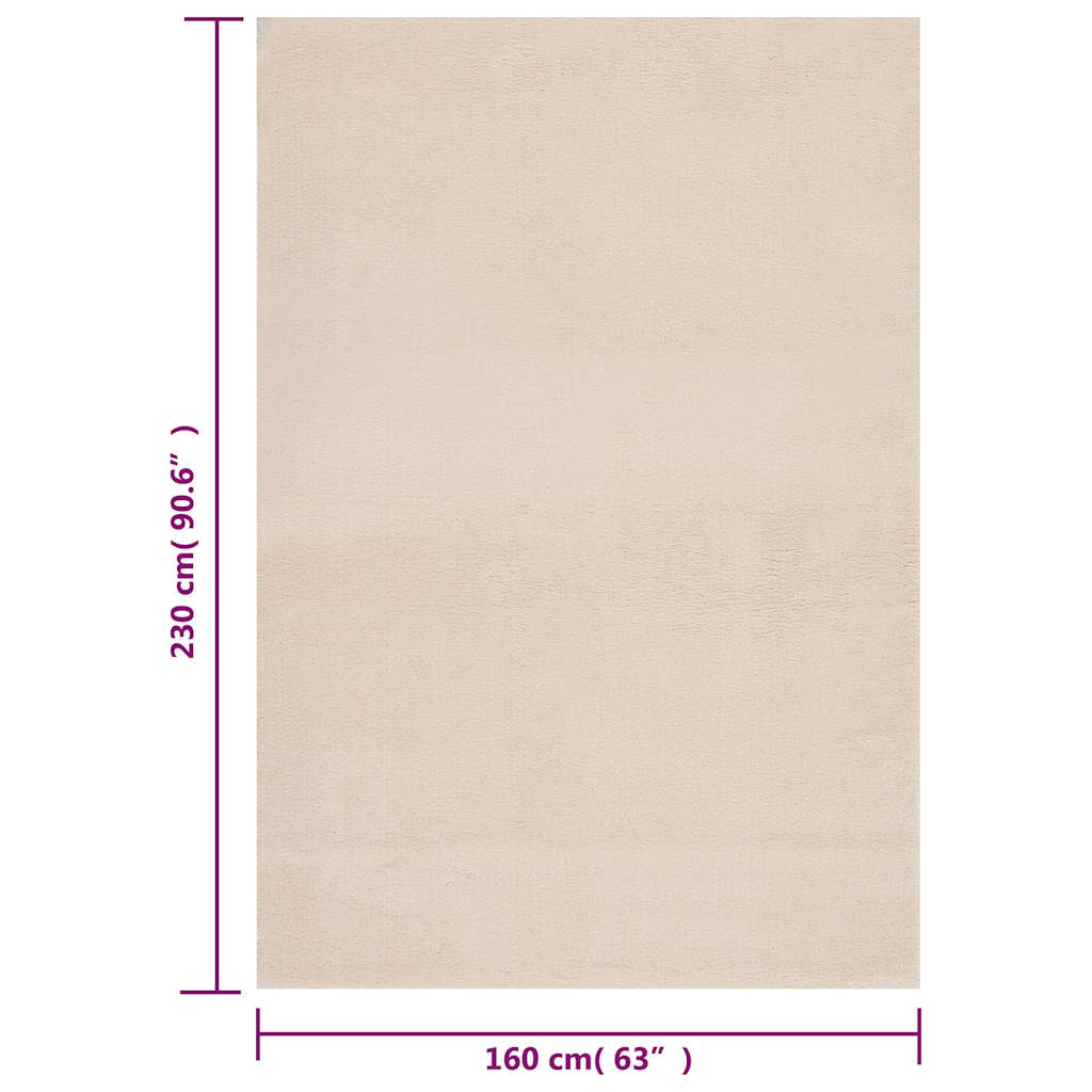 vidaXL Tapis lavable moelleux poils courts 160x230 antidérapant beige