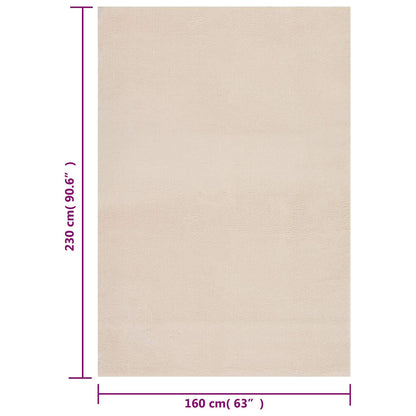 vidaXL Tapis lavable moelleux poils courts 160x230 antidérapant beige
