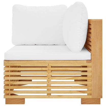 vidaXL Canapé d'angle de jardin avec coussins crème Bois de teck massif