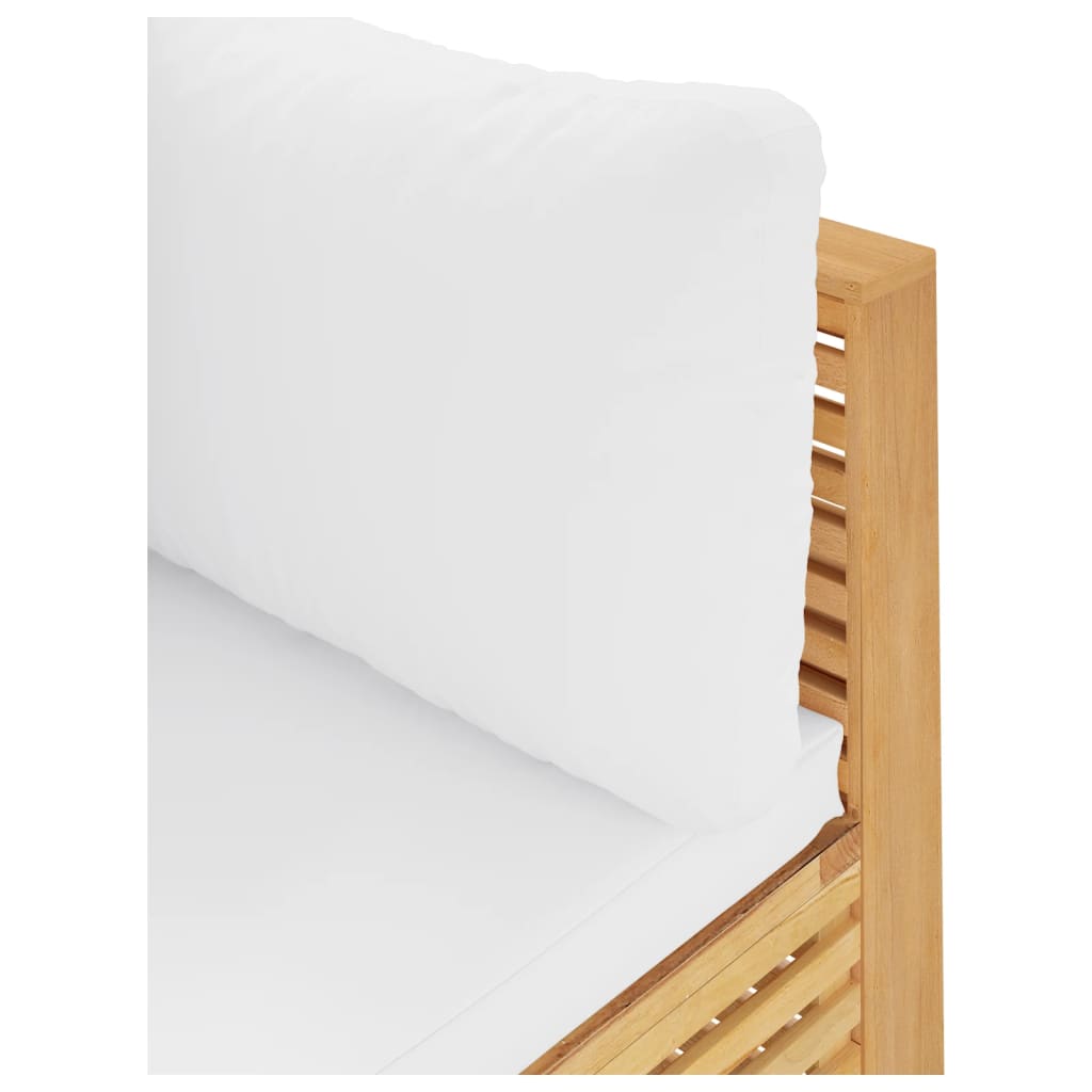 vidaXL Canapé d'angle de jardin avec coussins crème Bois de teck massif