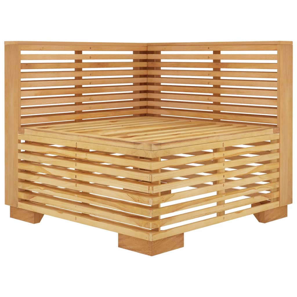 vidaXL Canapé d'angle de jardin avec coussins crème Bois de teck massif