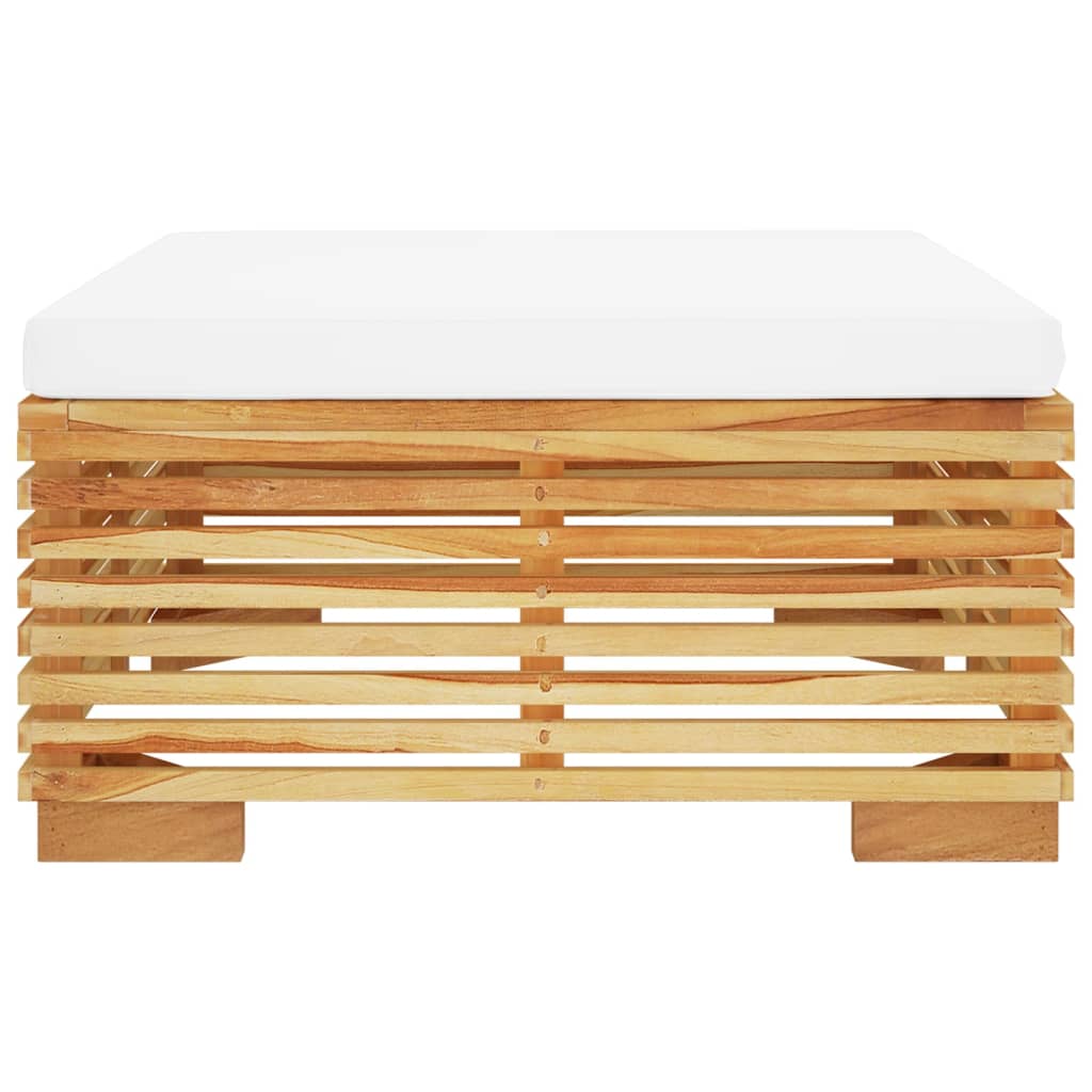 vidaXL Pouf de jardin avec coussin crème en teck massif