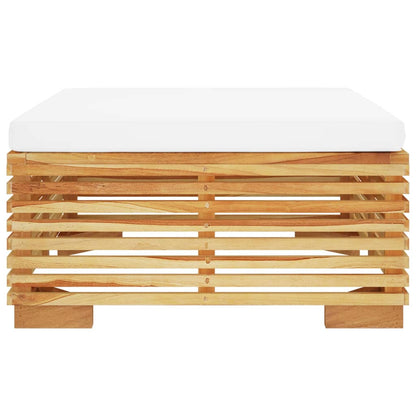 vidaXL Pouf de jardin avec coussin crème en teck massif