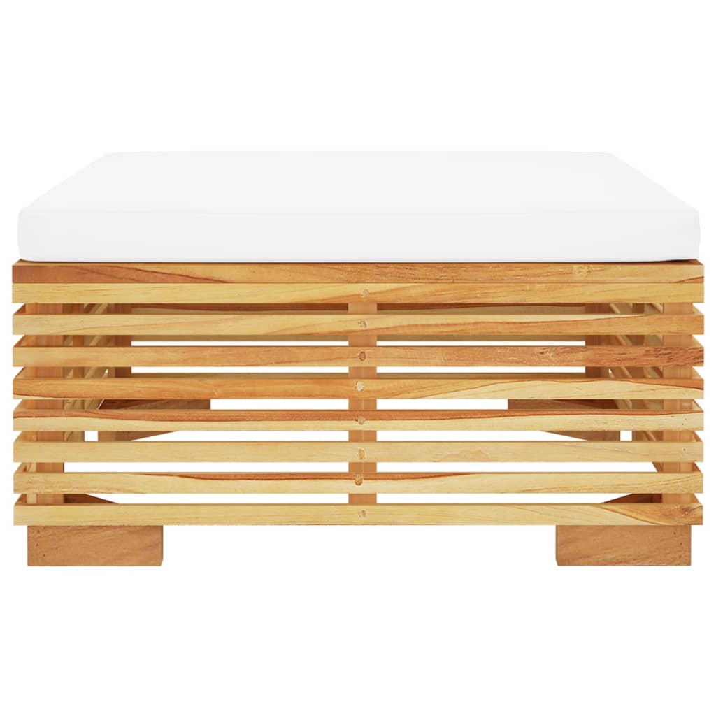 vidaXL Pouf de jardin avec coussin crème en teck massif