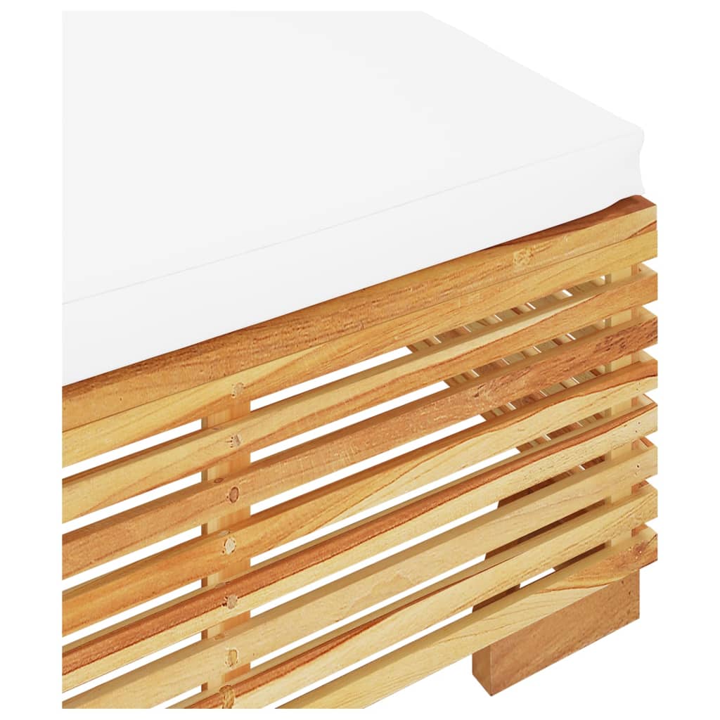 vidaXL Pouf de jardin avec coussin crème en teck massif