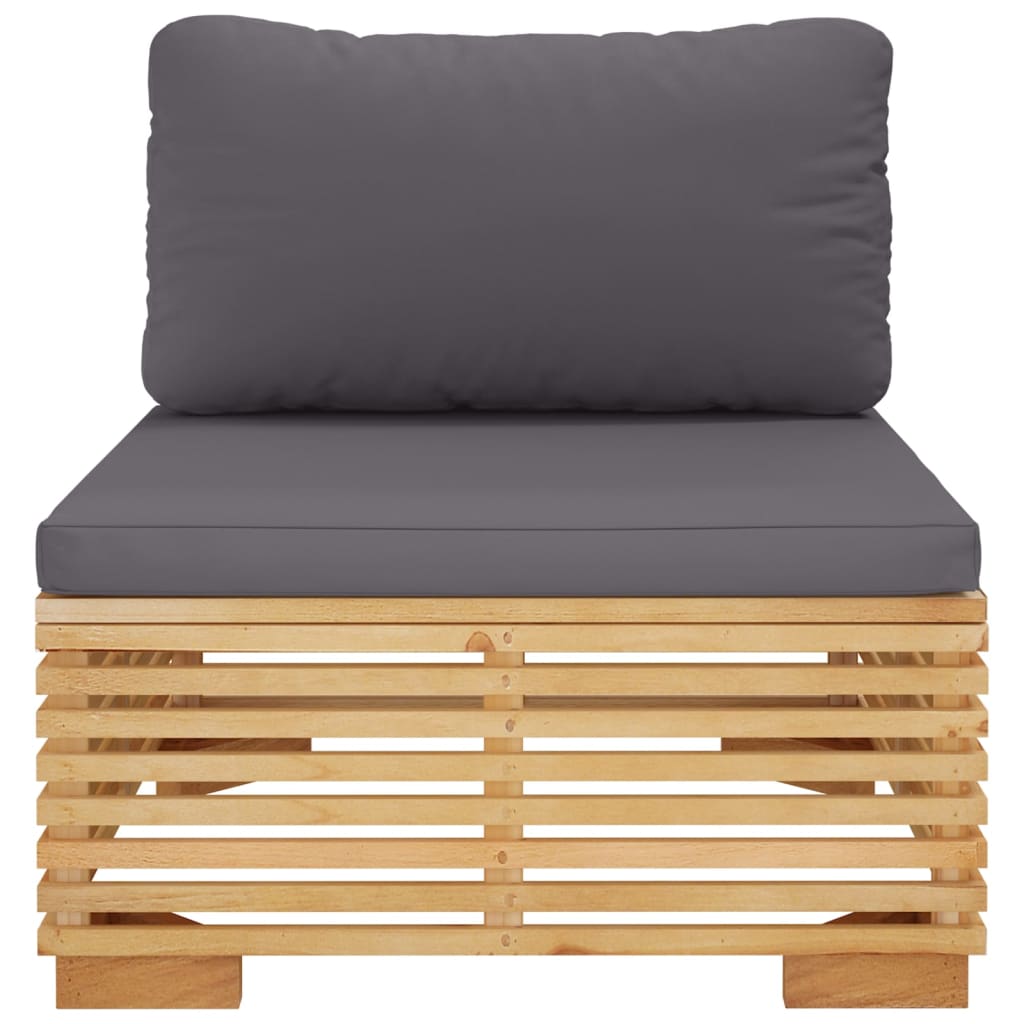 vidaXL Canapé d'angle de jardin avec coussins gris foncé en bois de teck massif