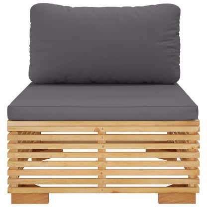 vidaXL Canapé d'angle de jardin avec coussins gris foncé en bois de teck massif
