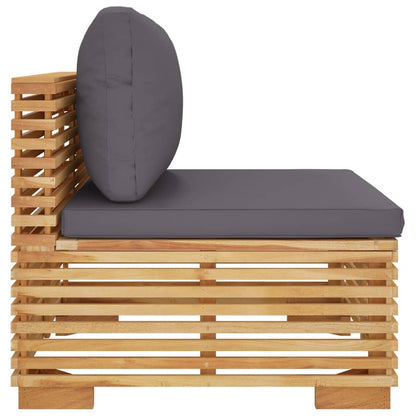 vidaXL Canapé d'angle de jardin avec coussins gris foncé en bois de teck massif