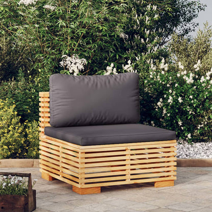 vidaXL Canapé d'angle de jardin avec coussins gris foncé en bois de teck massif