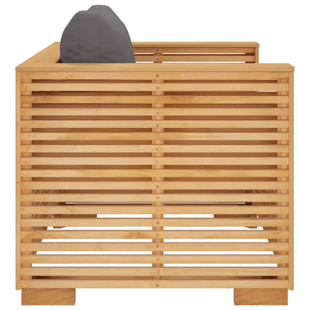 vidaXL Fauteuil de jardin avec coussins gris foncé Bois de teck massif