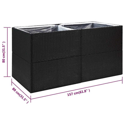 vidaXL Pflanzkübel Schwarz 157x80x80 cm Poly Rattan