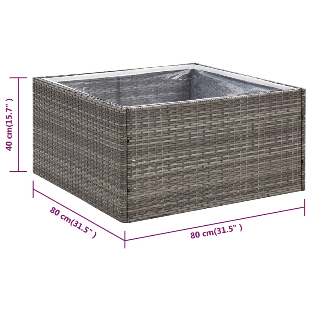 vidaXL Jardinière gris 80x80x40 cm polyrotin