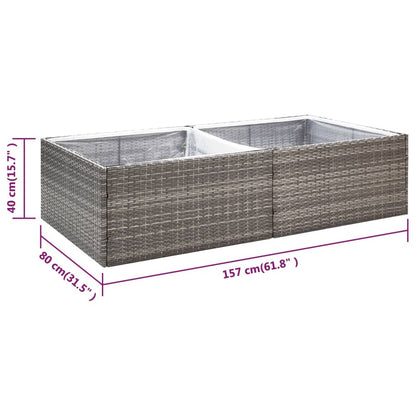 vidaXL Jardinière Gris 157x80x40 cm Résine Tressée