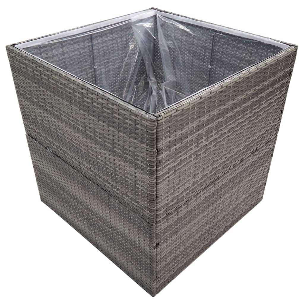 vidaXL Jardinière Gris 80x80x80 cm Résine Tressée