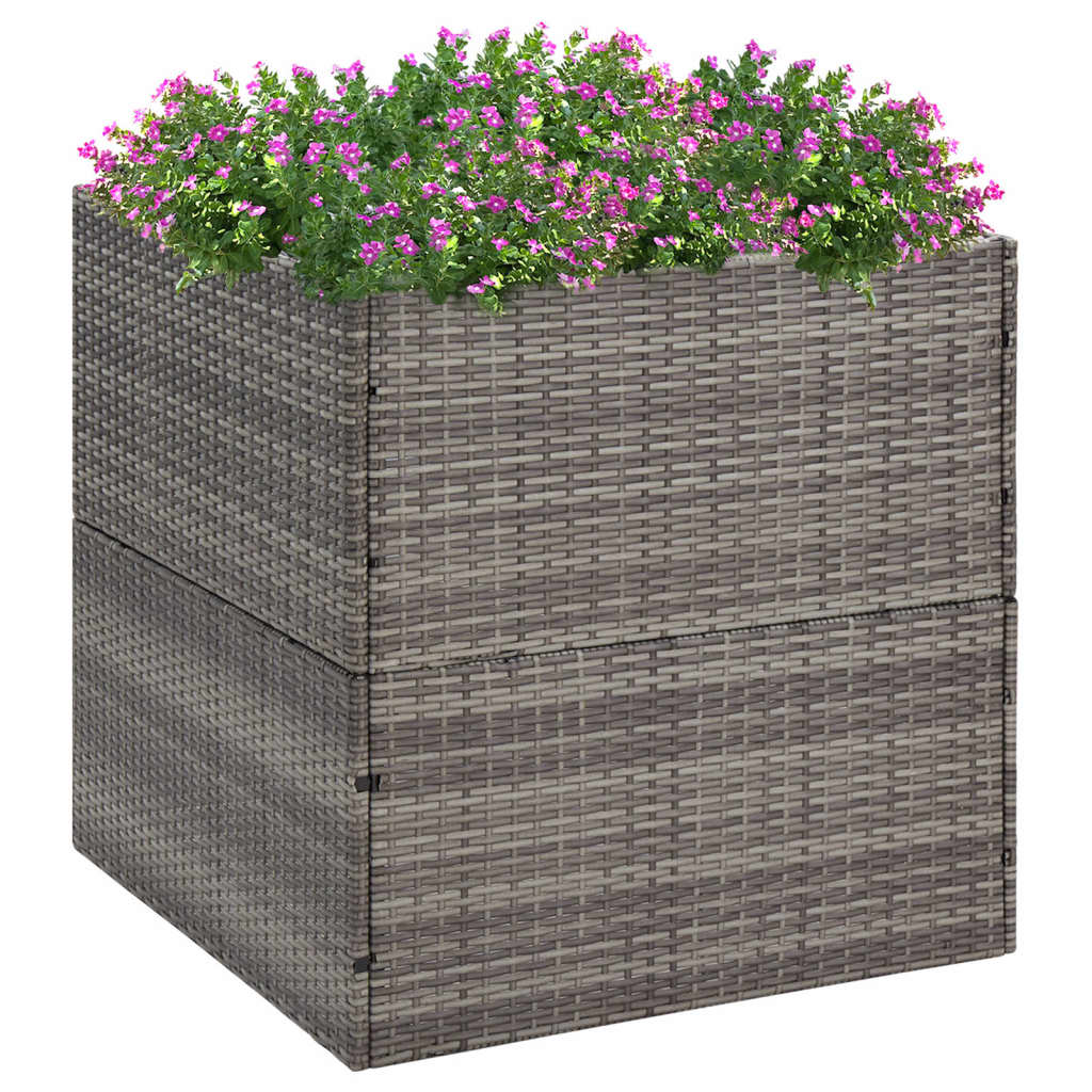 vidaXL Jardinière Gris 80x80x80 cm Résine Tressée