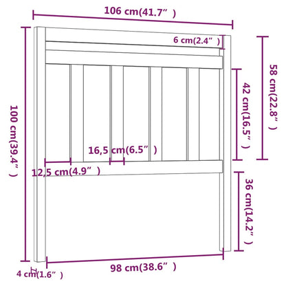 vidaXL Kopfteil Grau 106x4x100 cm Massivholz Kiefer