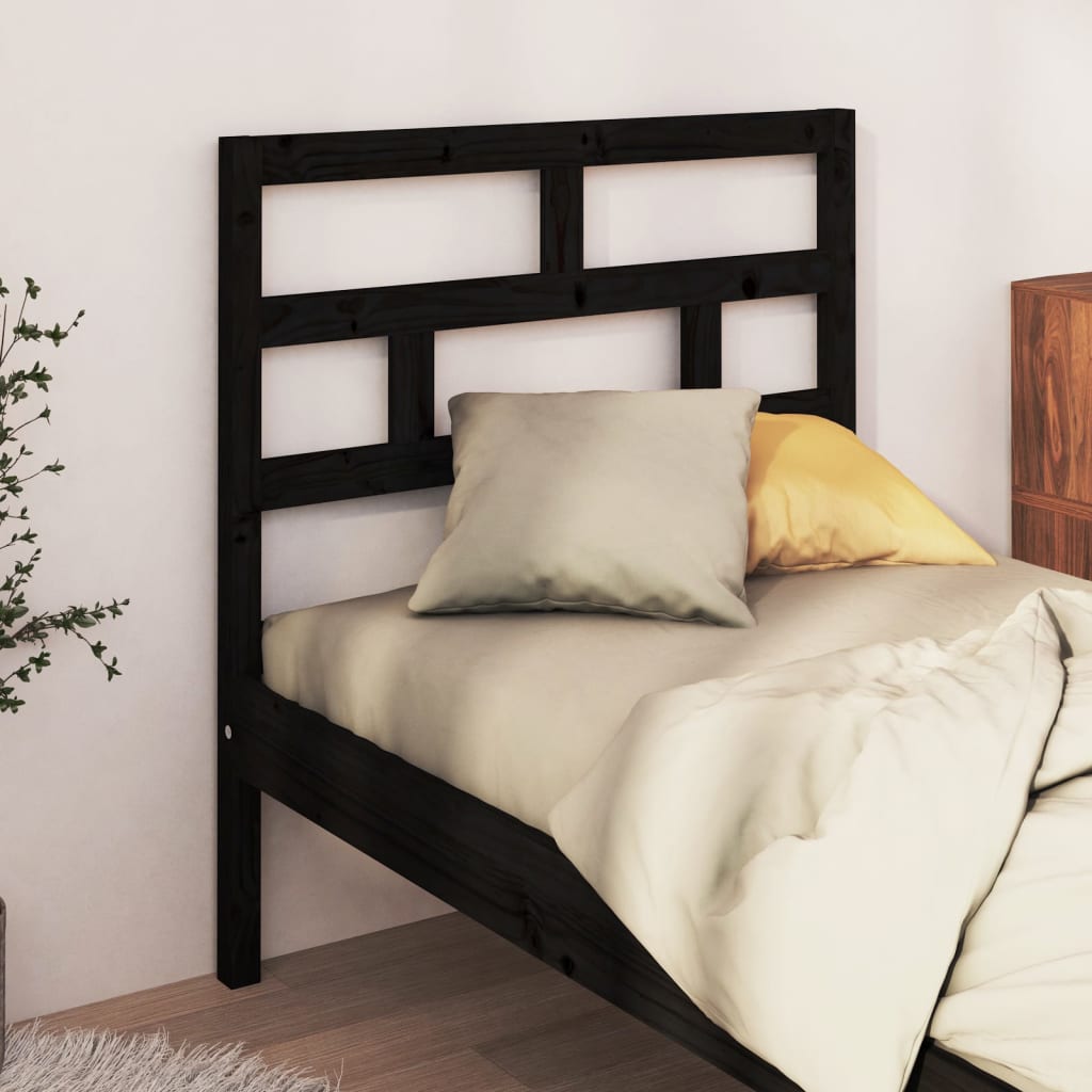 vidaXL Kopfteil Schwarz 106x4x100 cm Massivholz Kiefer