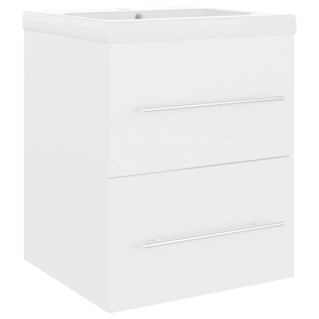 vidaXL Meuble sous-lavabo avec lavabo intégré blanc Bois d'ingénierie