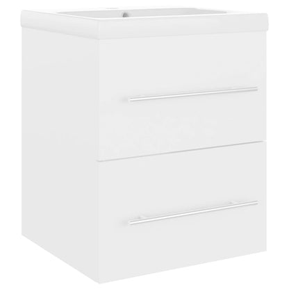 vidaXL Meuble sous-lavabo avec lavabo intégré blanc Bois d'ingénierie