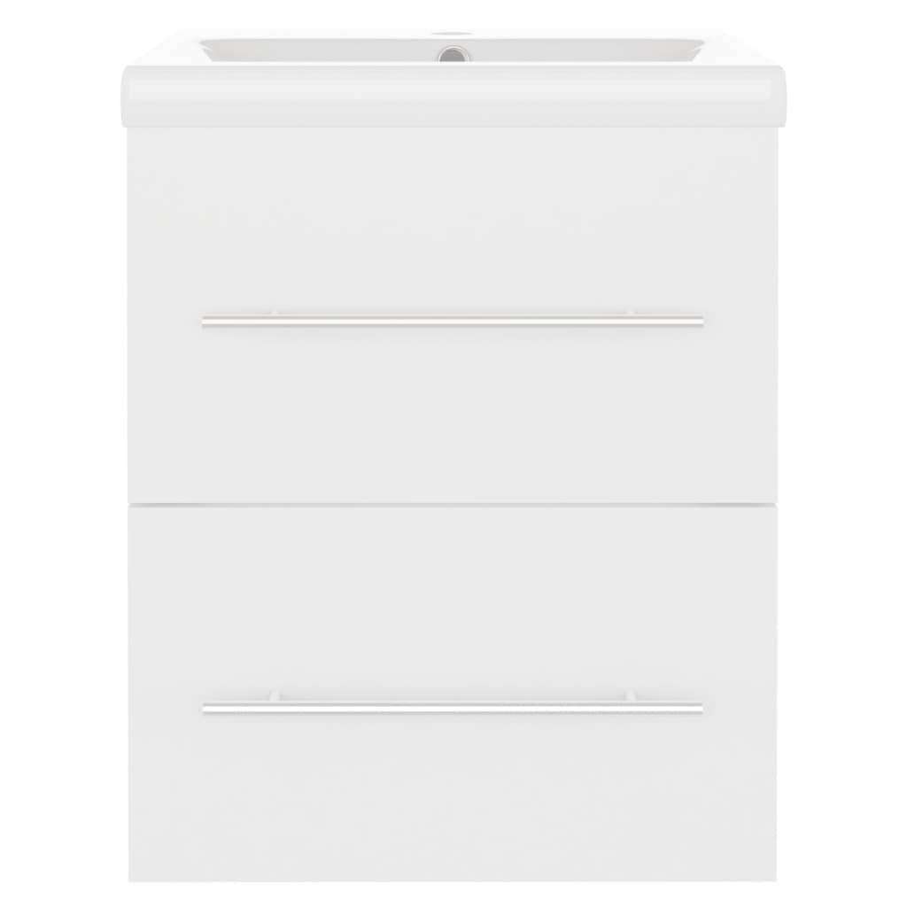 vidaXL Meuble sous-lavabo avec lavabo intégré blanc Bois d'ingénierie