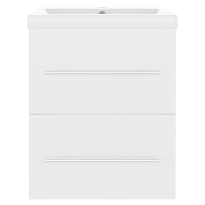 vidaXL Meuble sous-lavabo avec lavabo intégré blanc Bois d'ingénierie