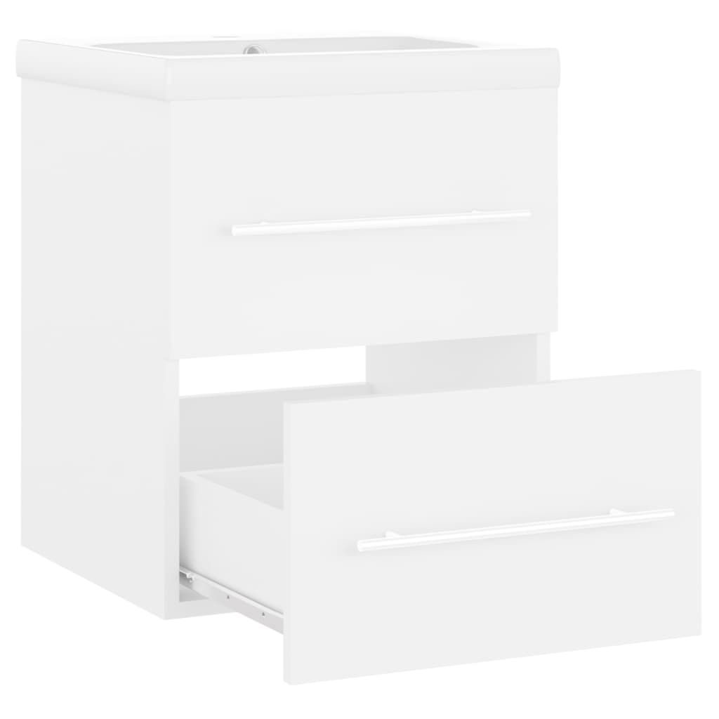 vidaXL Meuble sous-lavabo avec lavabo intégré blanc Bois d'ingénierie