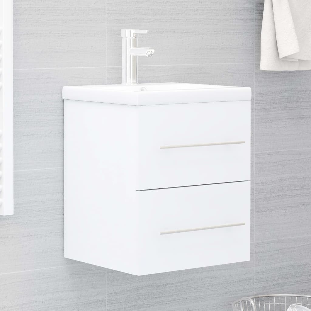 vidaXL Meuble sous-lavabo avec lavabo intégré blanc Bois d'ingénierie