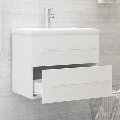 vidaXL Meuble sous-lavabo avec lavabo intégré blanc Bois d'ingénierie