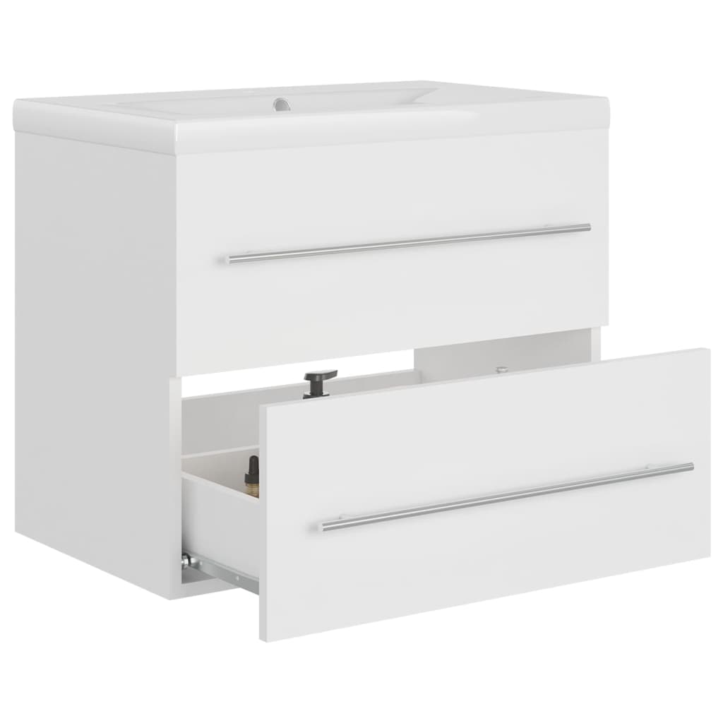 vidaXL Meuble sous-lavabo avec lavabo intégré blanc Bois d'ingénierie