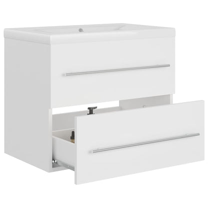 vidaXL Meuble sous-lavabo avec lavabo intégré blanc Bois d'ingénierie